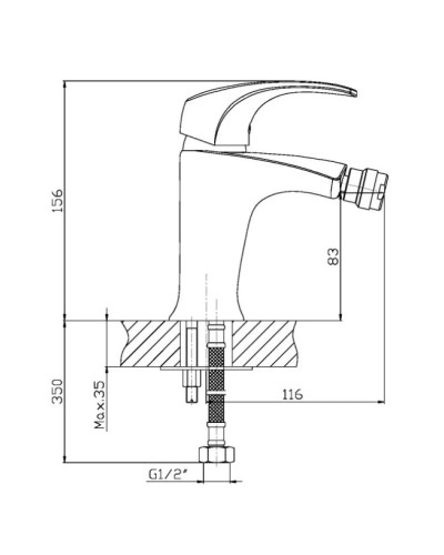 Смеситель для биде без донного клапана Orange Astin M21-031cr