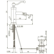 Смеситель для биде с донным клапаном Paini Duomo 88F33062SKM