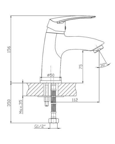 Смеситель для биде без донного клапана Orange Alfi M18-031cr
