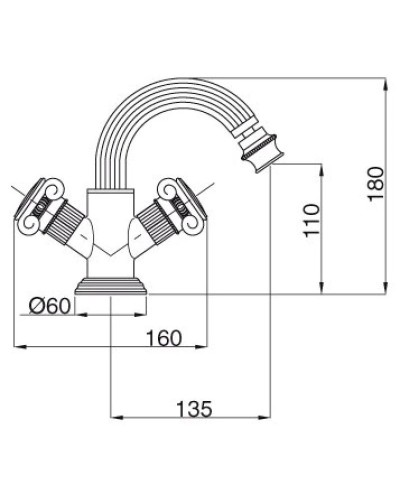 Смеситель для биде с донным клапаном Cezares APHRODITE-BS2-01-S1