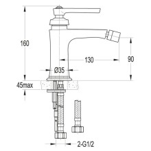 Смеситель для биде без донного клапана Cezares LIBERTY-F-BS-01-W0