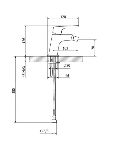 Смеситель для биде без донного клапана Cezares FLORIAN-BSM1-01-W0