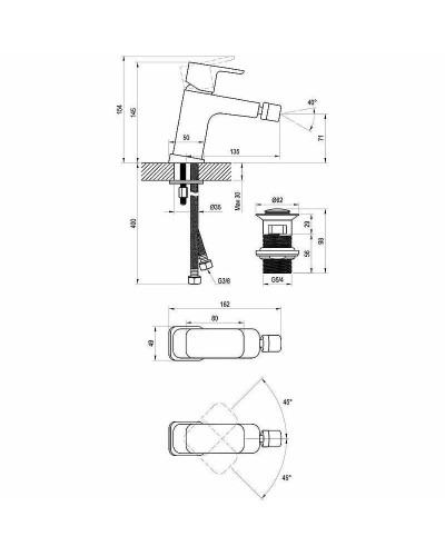 Смеситель для биде Ravak 10° Free black-TD F 055.20 X070155 Черный матовый