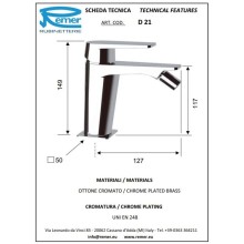 Смеситель для биде без донного клапана Remer Dream D21