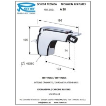 Смеситель для биде с донным клапаном Remer Atmos A20