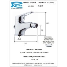 Смеситель для биде с донным клапаном Remer Remix R20P