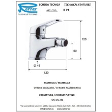 Смеситель для биде без донного клапана Remer Remix R21