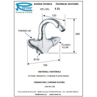 Термостат для биде без донного клапана Remer Eagle E21