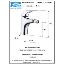Смеситель для биде без донного клапана Remer Project P21