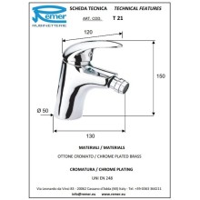 Смеситель для биде без донного клапана Remer Ten T21