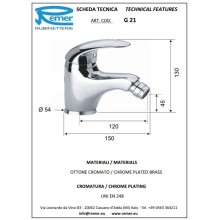 Смеситель для биде без донного клапана Remer Giga G21