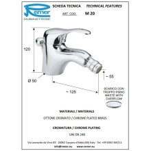 Смеситель для биде с донным клапаном Remer Musa M20