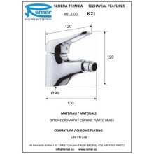 Смеситель для биде без донного клапана Remer Kiss K21