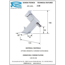 Смеситель для биде с донным клапаном Remer Flash Z20