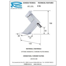 Смеситель для биде без донного клапана Remer Flash Z21