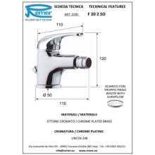 Смеситель для биде с донным клапаном Remer Serie 35 F20SO