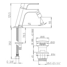 Смеситель для биде с донным клапаном Paini Atacama WWCR306TSR