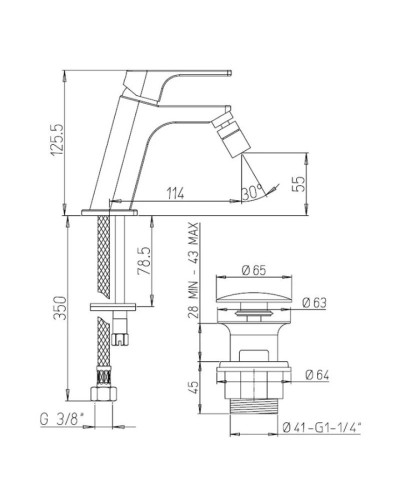 Смеситель для биде с донным клапаном Paini Atacama WWCR306TSR