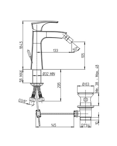 Смеситель для биде с донным клапаном Paini Lady 89PA306