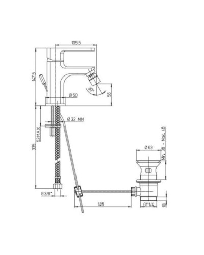 Смеситель для биде с донным клапаном Paini Ovo 86PW306