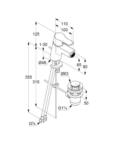 Смеситель для биде с донным клапаном Kludi Pure&Easy 375330565
