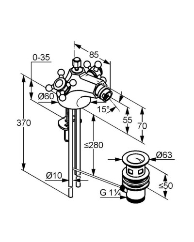 Смеситель для биде с донным клапаном Kludi Adlon 512114520