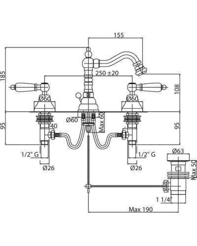 Смеситель для биде Cezares First-BBS2-03/24-M Золото 24 карат
