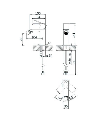 Смеситель для биде Cezares Porta-BS1-BIO Белый матовый