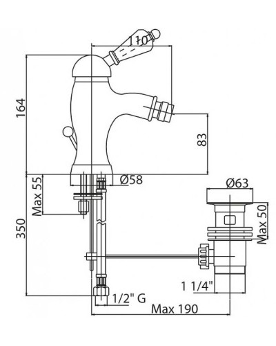 Смеситель для биде Cezares Vintage VINTAGE-BSM1-03/24-Sw Золото 24 карат
