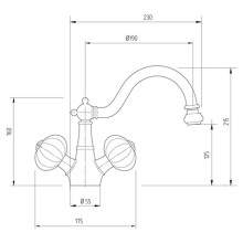 Смеситель для биде Migliore Olivia 19027 Золото Белый декор Золото