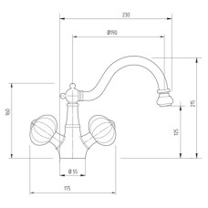 Смеситель для биде Migliore Olivia 19027 Золото Белый декор Золото