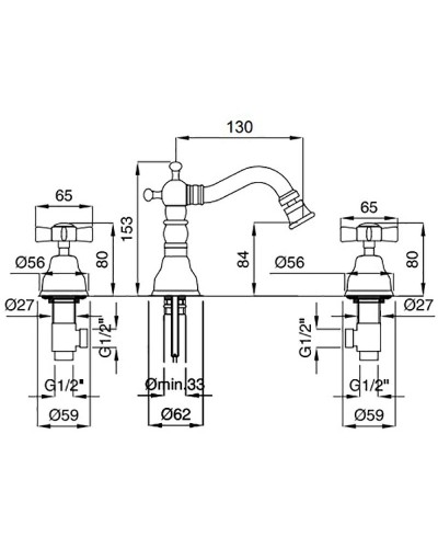 Смеситель для биде Migliore Princeton 19342 Бронза