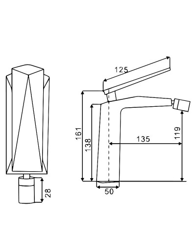 Смеситель для биде Boheme Venturo 376-SGM Оружейная сталь глянцевая