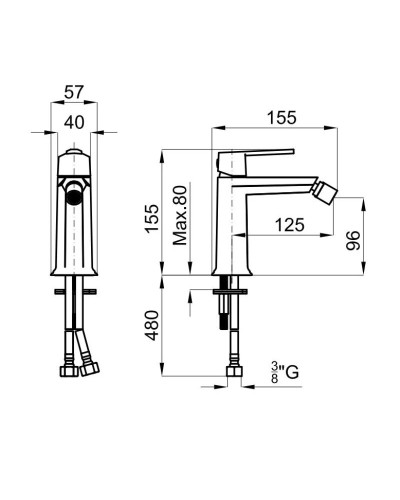 Смеситель для биде без донного клапана Noken Chelsea N109390054