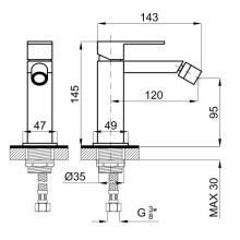 Смеситель для биде без донного клапана Noken Hotels N194710555