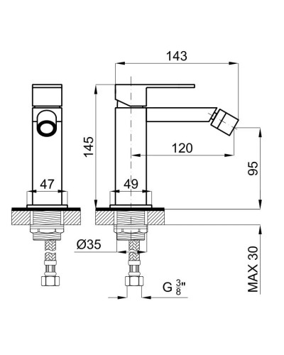Смеситель для биде без донного клапана Noken Hotels N194710555