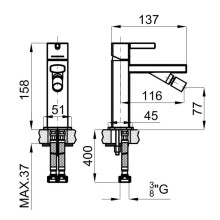 Смеситель для биде без донного клапана Noken NK Concept N199999398