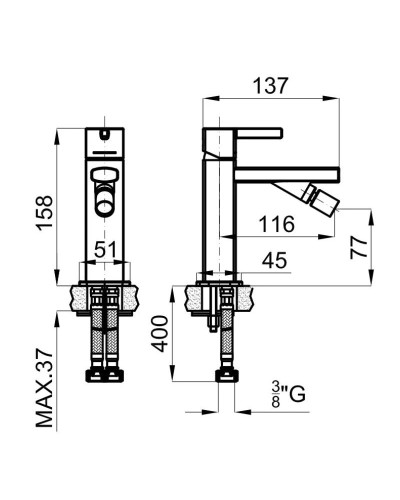 Смеситель для биде без донного клапана Noken NK Concept N199999398