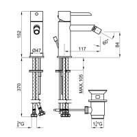 Смеситель для биде с донным клапаном Noken Round N199999101