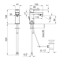 Смеситель для биде с донным клапаном Noken Urban N199999613