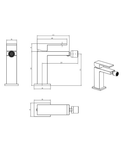 Смеситель для биде Boheme Qubic 476-MG Золото матовое