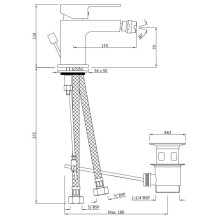 Cмеситель для биде с донным клапаном Jaquar Alive ALI-CHR-85213B