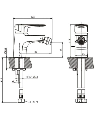 Смеситель для биде Bravat Eler F3239218CP-1-RUS