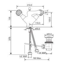 Cмеситель для биде с донным клапаном Jaquar Rendezvous CTL-GLD-8613B