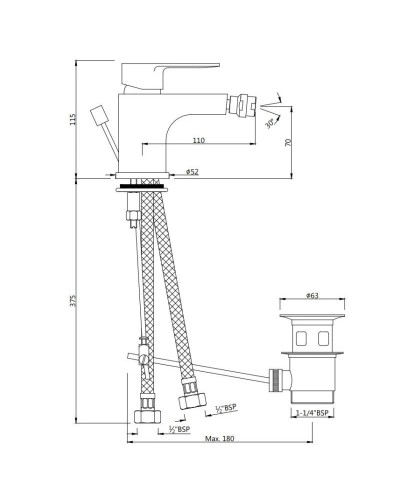 Cмеситель для биде с донным клапаном Jaquar Ornamix Prime ORP-CHR-10213BPM