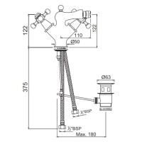 Cмеситель для биде с донным клапаном Jaquar Queen’s QQT-CHR-7613B