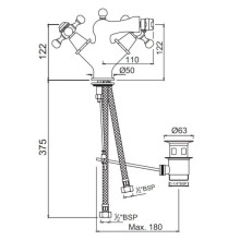 Cмеситель для биде с донным клапаном Jaquar Queen’s QQT-CHR-7613B