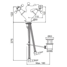 Cмеситель для биде с донным клапаном Jaquar Queen’s QQT-CHR-7613B