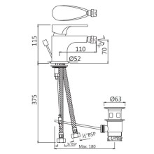 Cмеситель для биде с донным клапаном Jaquar Vignette Prime VGP-CHR-81213B