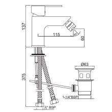 Смеситель для биде с донным клапаном Jaquar Fonte FON-CHR-40213B